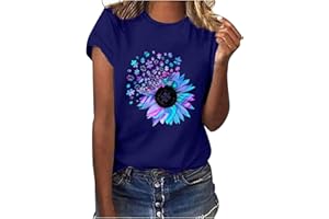 SHAOBGE Women's Summer Sunflower T Shirt Cute Flower Graphic Loose Tees Crew Neck Short Sleeve Casual Tops