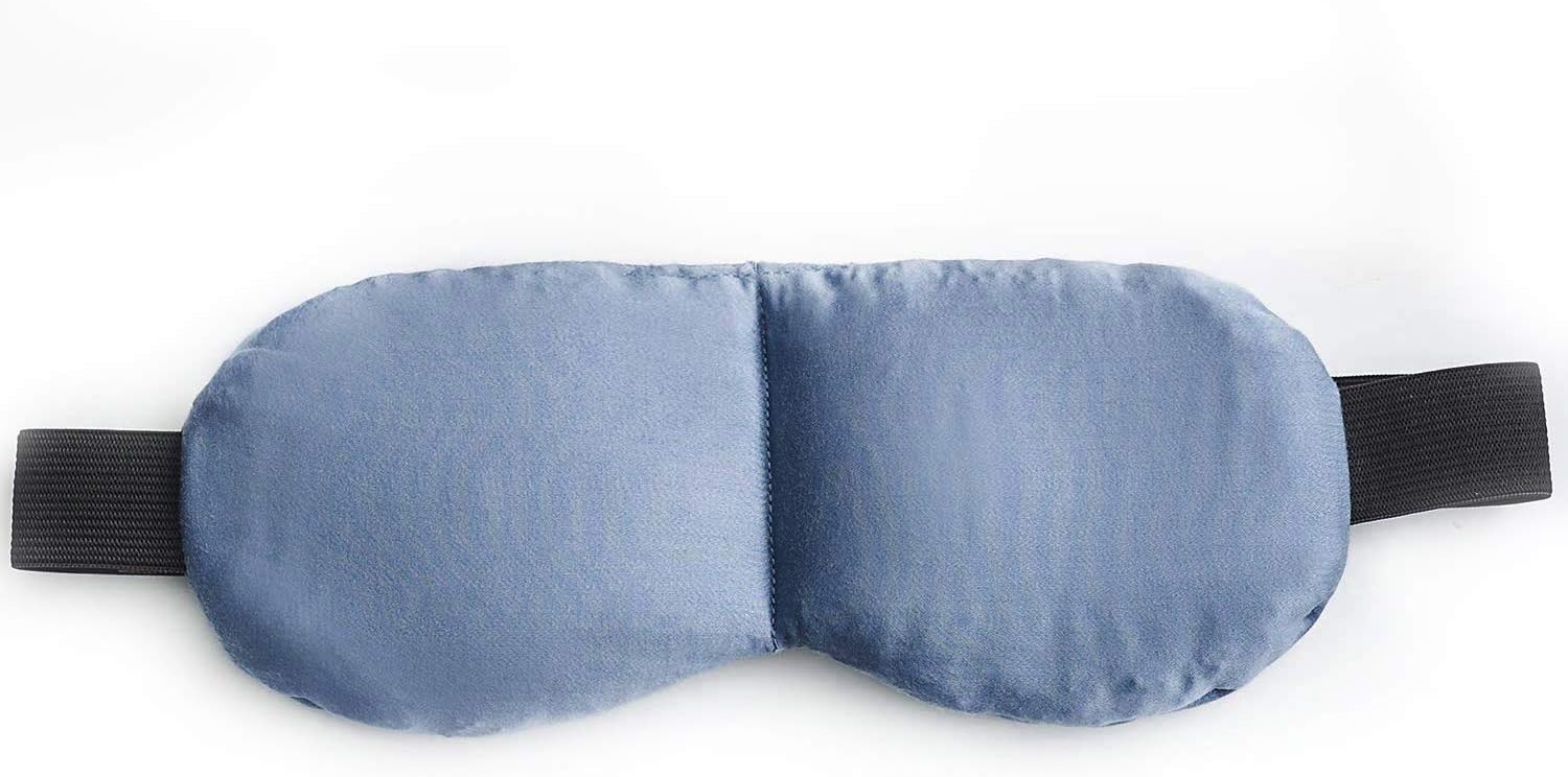 YnM Premium Weighted Sleep Mask with 100% Bamboo Viscose & Premium Glass Beads, Blue Grey