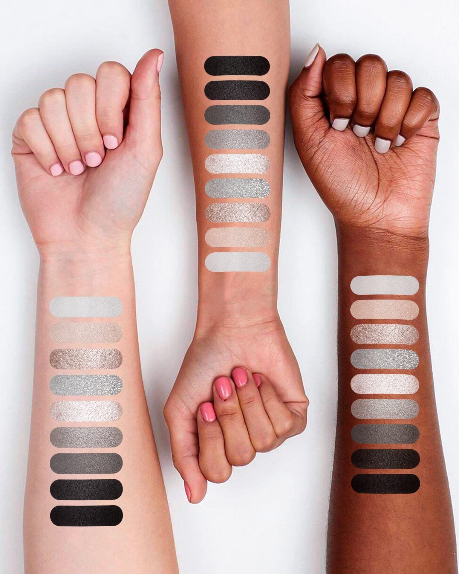 MAKI YIKA Black Grey Smokey Eyeshadow Palette, Matte Black White Gray Silver Smoky Eye Shadow, 9 Colors Black Eyeshadow Long Lasting Eye Makeup For Goth Look