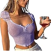Women Sexy Transparent T-Shirt Top Y2k Girls Short Sleeve See Through Baby Tee Crop Tops Cute Summer Shirt