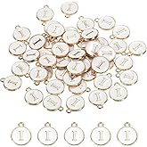 MECCANIXITY Alphabet Letter Charm Double Sided Alphabet Pendant, for Necklace Bracelet Earring Jewelry Making