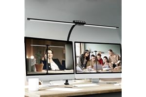 MEFINE Desk Lamp with Clamp for Home Office - Eye-Caring Office Computer Led Desk Light with Flexible Gooseneck, 22W Bright Architect Study Clip Lamp for Desk Adjustable Task Lighting Stepless Dimming