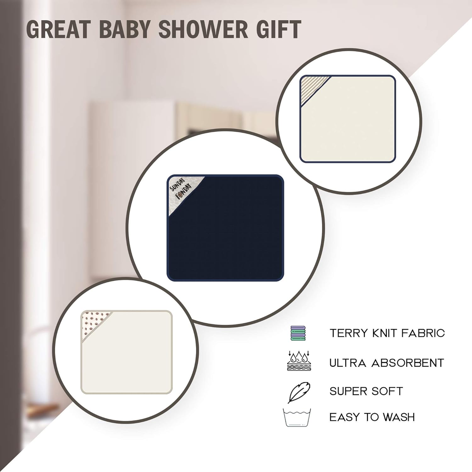 modern baby hooded towels 3 pack