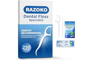 RAZOKO Dental Floss Picks Toothpicks 250pcs with Portable Cases and 100pcs BrushPicks Interdental Toothpicks