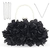 JAMBHALA Women Elegant Evening Purse, Small Floral Clutch Bag with Detachable Chain for Wedding, Party, Prom