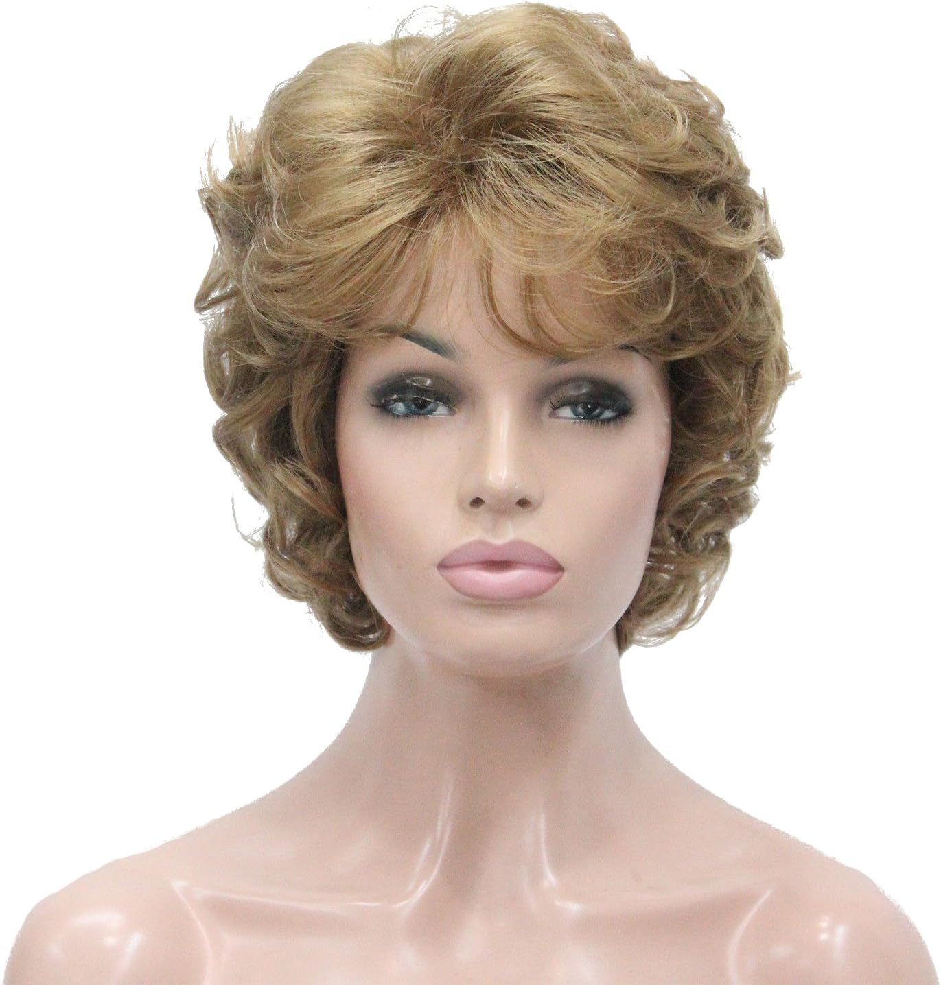 Lydell Women's Short Curly Wavy Wig Synthetic Hair Full Wig 6 inches (#19 Light Strawberry Blonde) - Image 4