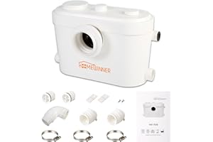 HOMEWINNER 750W Macerator Pump Upgrade Power Grinder up to 37ft 44GPM 4 Inlets Upflush Toilet Sewage Pump System for Basement Full Bathroom & RV Toilets Shower Laundry Sink Sewer Sump Pumps Waste Water Disposal