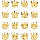 Milisten 50 Pcs Crown Charms, Alloy Crown Pendant, Vintage Tiara Spacer Bead Ornament for Keychain Earrings Bracelets Necklace DIY Jewelry Making Supplies, Gold