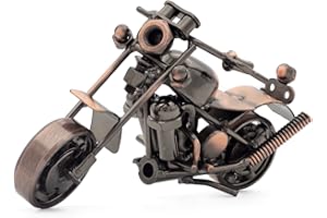 QIRLOEU Motorcycle Gifts for Men, Unique Birthday Gifts for Harley Davidson Motorcycle Riders, Vintage Metal Motorcycle Sculpture, Home Office Desk Decor (S-3)