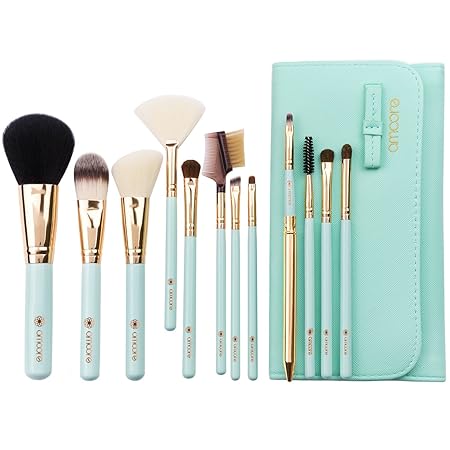 amoore Make Up Pinsel Pinselsets Make Up Pinsel Sets Make Up Buersten mit der Make up Pinsel Tasche?(12 Stück, Grün)