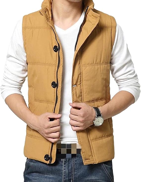 Men Warm Autumn Vertical Collar Slim Fit Down Cotton Vest Amazon.co.uk