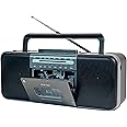 Portable Cassette Tape Player Recorder,AM/FM/SW Radio Stereo with Bluetooth,USB/SD, Big 10W Speaker,Record to Cassette/U Disk/SD Card via Mic, MP3 Converter, Earphone Jack,AC/DC Powered