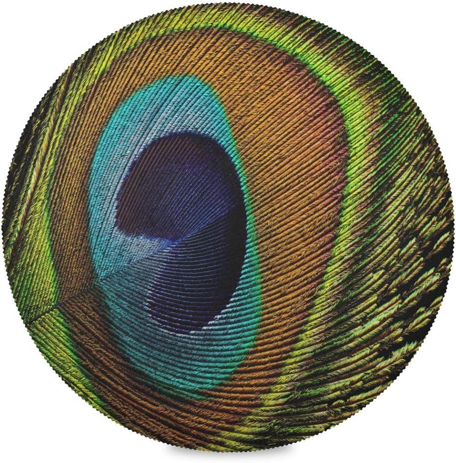 WXLIFE Placemats Set of 1, Tribal Animal Peacock Feather Round Place Mats Heat Resistant Non-Slip, Washable Table Mats for Kitchen Home Dining Room