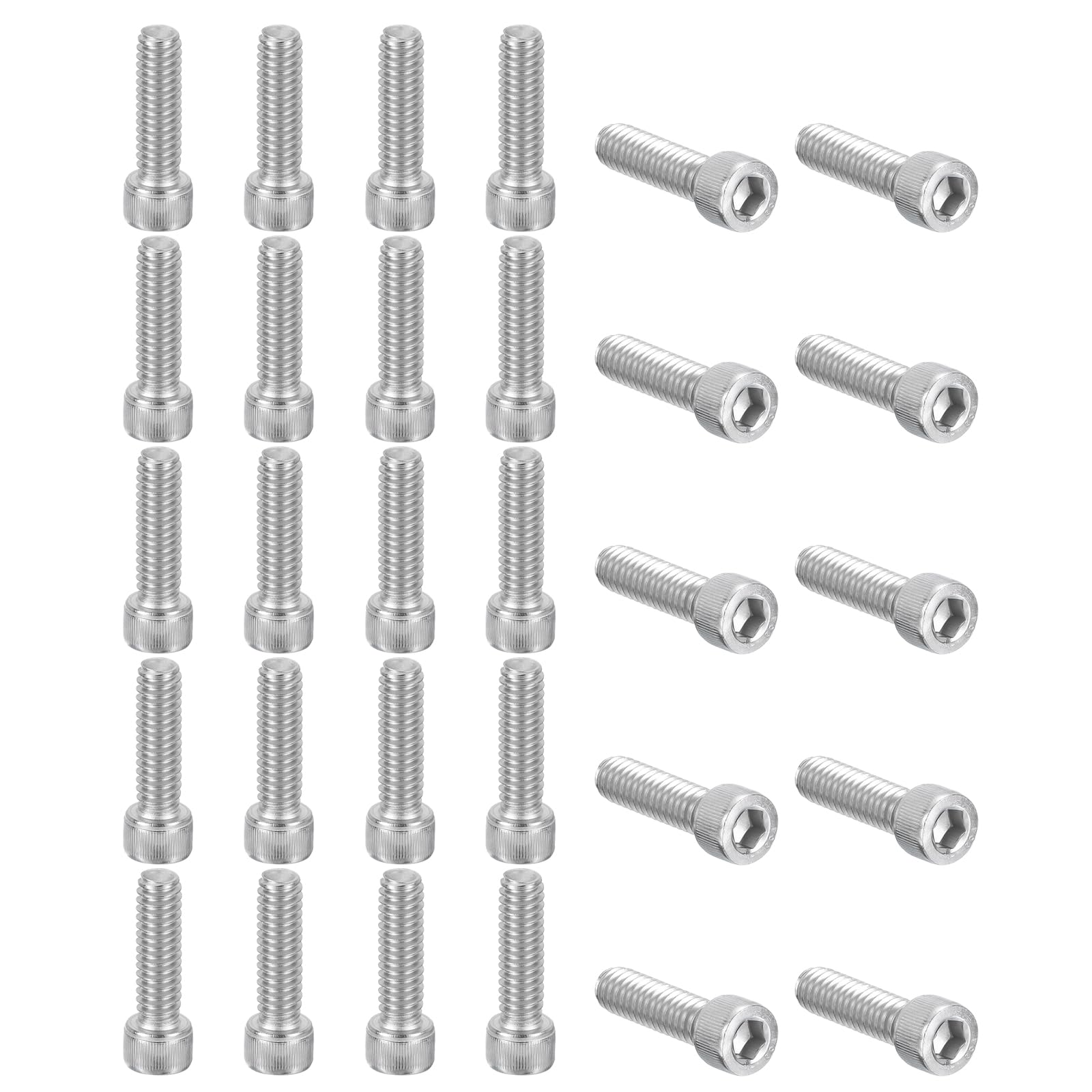 PATIKIL 1/4-20 x 7/8" Hex Socket Cap Head Screw Bolt, 30Pcs 304 Stainless Steel 18-8, Machine Full Thread for Construction, Manufacturing, Engineering, Assembling, Furniture