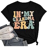 Grandma Shirts for Women in My Grandma Era Tshirt Funny Letter Print Casual Short Sleeve Grandmother Nana Life Tee Top