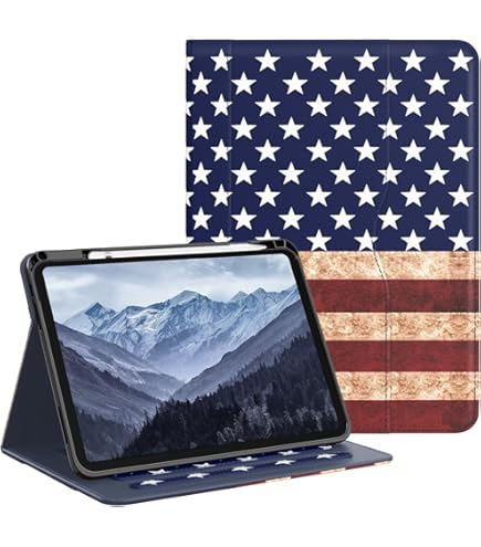 IPad 11th & 10th Gen Case With Stand - American Flag Baseball Design Auto Wake/Sleep