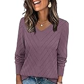 WIHOLL Sweaters for Women V Neck Casual Knit Long Sleeve Tops Lightweight Pullover Clothes Fall Fashion Outfits 2026