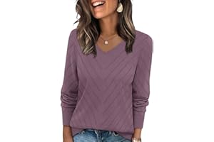 WIHOLL Sweaters for Women V Neck Casual Knit Long Sleeve Tops Lightweight Pullover Clothes Fall Fashion Outfits 2025