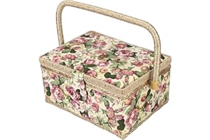 Large Sewing Basket, Sewing Box Organizer and Storage with Removable Tray, Pin Cushion, Sewing Kit Accessories, Sewing Basket