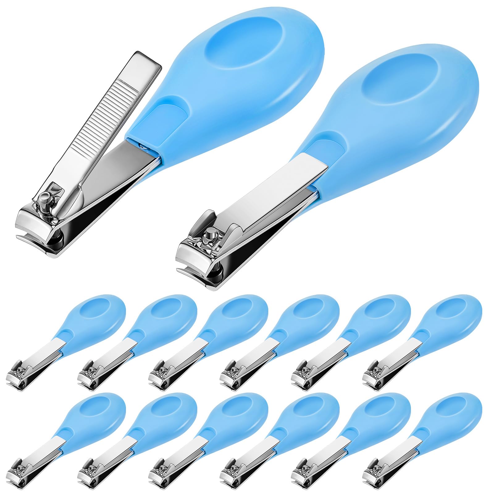 Photo 1 of Leriton 12 Pcs Baby Nail Clippers Bulk Blue Fold Up Stainless Steel Finger Trimmer Cutter for Newborn Infant, Home Travel Nursery(Blue)