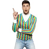 QPAXUCR Adult Men's Cosplay Costume Streetwear Collection Long Sleeve Striped T-Shirt for Halloween