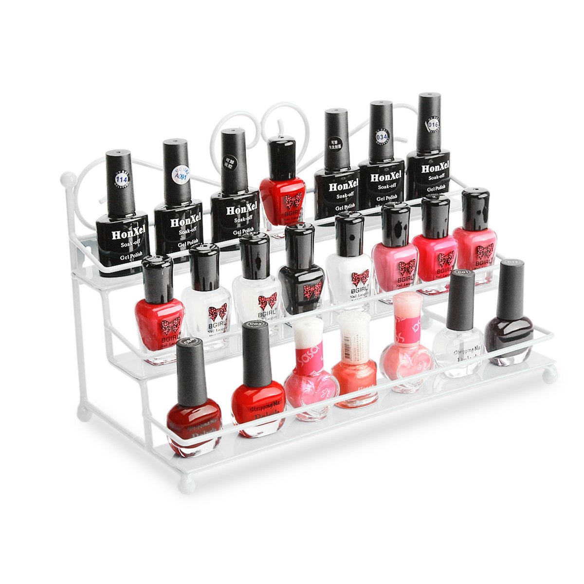 3 Tiers Metal Nail Polish Organiser Storage Stand Rack Wall Display 30 Bottles Nail Varnish