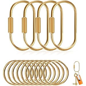 Muitcdo Brass Key Rings Bulk, Gold Key Chain Organizer Holder for Men Women with Secure Screw Locking, Cute Purse Bag Charms