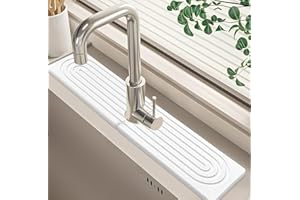 REFUN Natural Stone Drying Mat for Kitchen Sink - 24" Long Fast Drying Diatomite Sink Tray, Super Absorbent Stone Mat Prevent