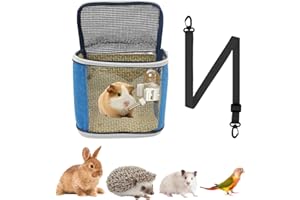 NOONEAU Small Animal Carrier Backpack with Water Bottle, Travel Portable Guinea Pig Hamster Bunny Carrier Sling Pouch, Clear Window Breathable Pet Carrier for Hedgehog Sugar Glider Chinchilla Rat (Gray-Blue)