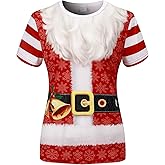 Women's Christmas Costume Elf Sants Claus T-Shirts
