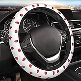 Strawberry Print Strawberries Car Steering Wheel Cover,Non-Slip Elastic Neoprene-Sweat Car Accessories,Universal 15 Inch Fit Auto, Vans Trucks,Suvs, Truck