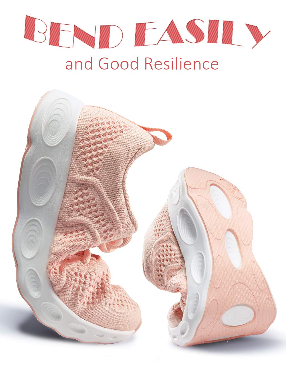 CAMEL CROWN Women Running Shoes Trail Fashion Sneakers Flyknit Comfy Walking Shoe Mesh Lightweight Athletic Gym Casual Sneaker for Girl(Pink,8.5 M US)