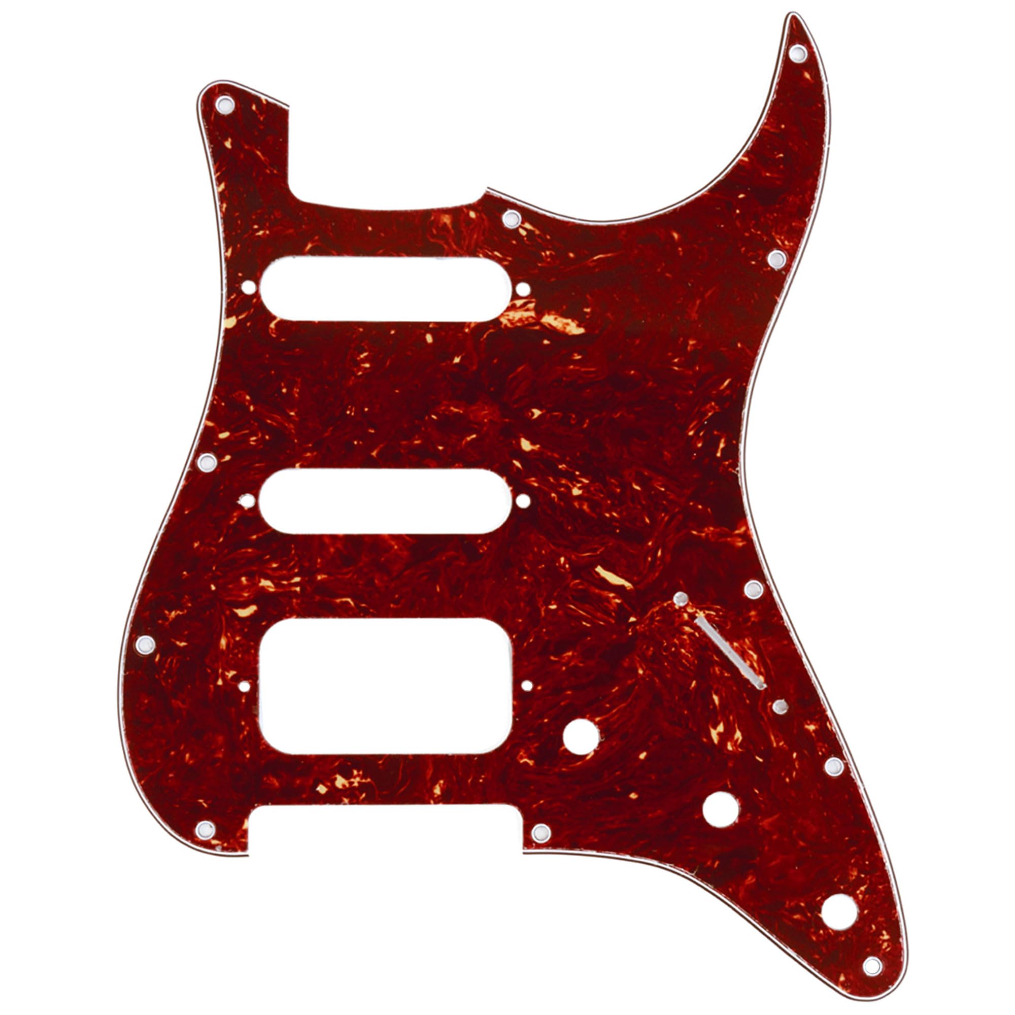 Musiclily Pro 11-Hole Round Corner HSS Guitar Strat Pickguard for USA/Mexican Stratocaster Open Pickup, 4Ply Vintage Tortoise