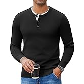 COOFANDY Men's Henley Sweater Long Sleeve Textured Pullover Sweaters Casual Button Crewneck Knit Sweater