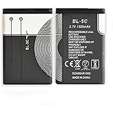 BL-5C 3.7V 1020mAh Rechargeable Battery Suitable for Household Radio with Current Protection 2 Pieces (Black)