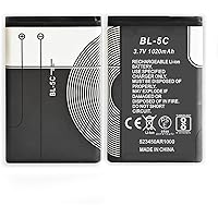 BL-5C 3.7V 1020mAh Rechargeable Battery Suitable for Household Radio with Current Protection 2 Pieces (Black)