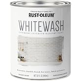 Rust-Oleum Whitewash Interior and Exterior Masonry Paint | For Brick, Stone, Stucco, Wood and More | Self-Priming and Self-Sealing | Customizable Coverage | Low Odor and Low VOC | Quart