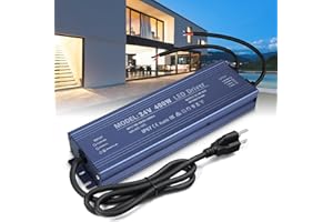 LED Driver 24V, BRIMETI LED Power Supply 400W Waterproof IP67 Transformer Adapter 110V AC to 24V DC Converter Low Voltage Output with 3-Prong Plug 3.3 Feet Cable for Outdoor LED Light Strip, 16,7 Amp