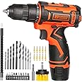 12v Drill Driver Set,Cordless Drill with Battery and Charger,LED Tools Kit,25+1 Torque Setting and 43pcs Bits
