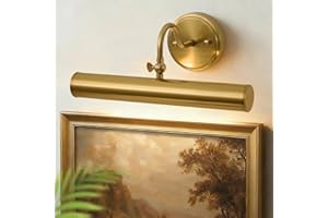 Hardwired Picture Lights for Wall,15 Inch Brass Vintage Picture Sconce,E12 Base,330° Rotatable,2-Light Gallery Art Lighting f