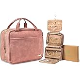 PACKZEN Pink Travel Toiletry Bag, Medium Makeup and Cosmetic Organizer for Women, Hanging toiletry bag, Clear toiletry bag, Cute toiletry bag