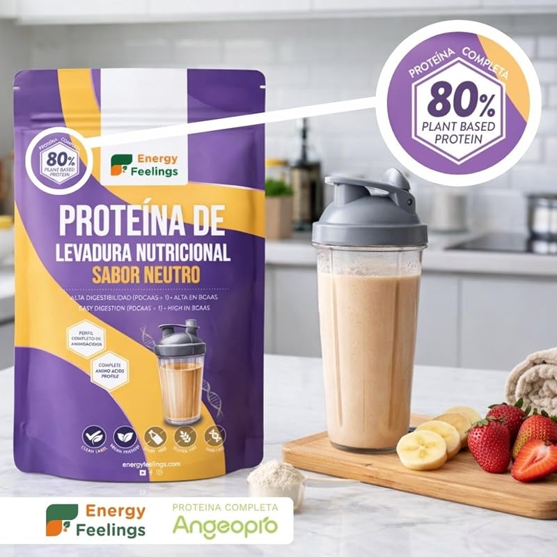 Protéine Végétale de Levure Nutritionnelle 80%, Vegan Protein Powder, Protéine en Poudre Goût Neutre Sans Sucre Ajouté et Sans Lactose pour Musculation, Naturelle, 500g — photo 4 sur 8