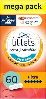 Lil-Lets Non-Applicator Ultra Tampons 60 (6 x 10) SmartFit Ultra Absorbency