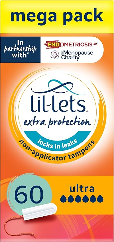 Lil-Lets Non-Applicator Ultra Tampons 60 (6 x 10) SmartFit Ultra Absorbency