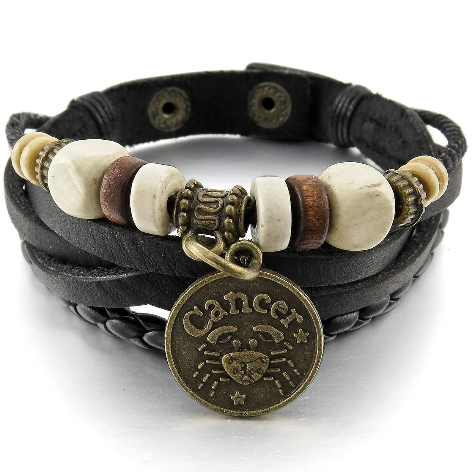 MunkiMix Aleación Genuina Cuero Pulsera Brazalete Brazalete Manguito Negro Oro Dorado Tono