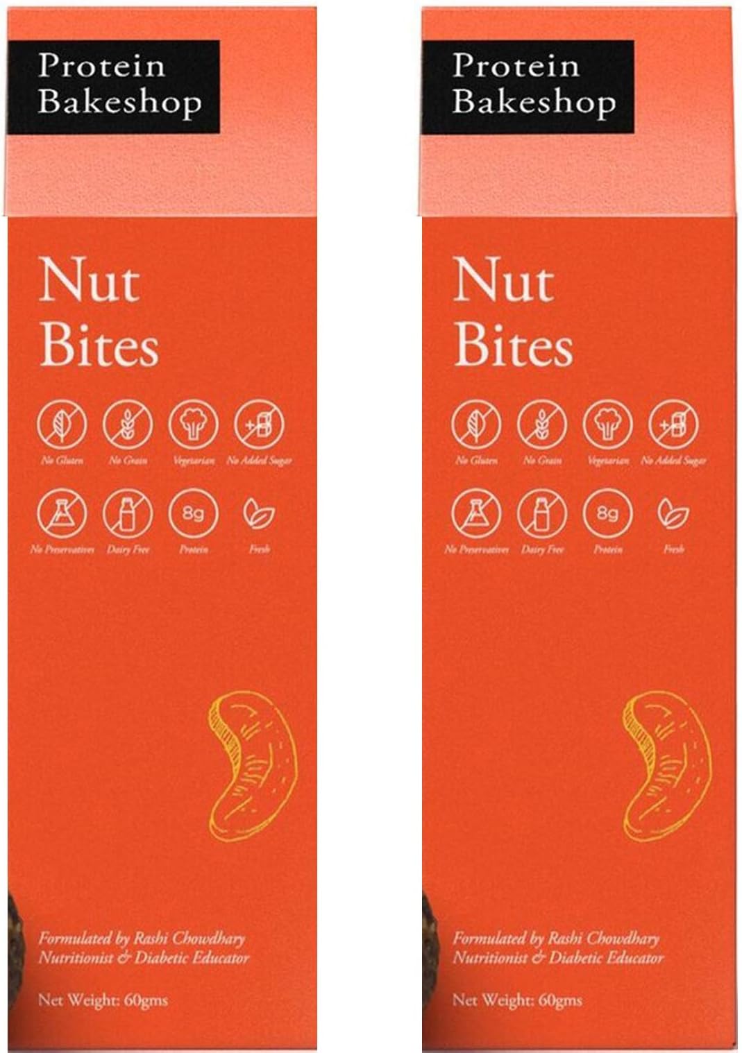 Protein Bakeshop Nut Bites 60gms (2 Pack) 8 Truffles
