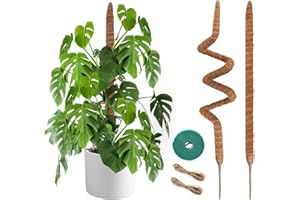 NATSUKY 2 Pack Moss Pole, 48 Inch Bendable Moss Poles for Plants Monstera for Climbing Plants, Handmade Coco Coir Pole Plant Sticks Support Stakes for Indoor Plants to Grow Upwards