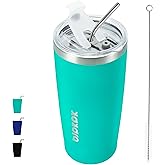 BJPKPK Tumbler With Lid And Straw 20 oz Insulated Tumblers Thermal Cup For Hot And Cold Drinks,Turquoise
