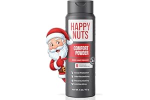 HAPPY NUTS Comfort Powder Deodorant For Men: Anti-Chafing Sweat Defense, Odor Control, Aluminum-Free, Perfect Stocking Stuffer Gift for Men's Private Parts 6 oz (1 Pack), Original Scent