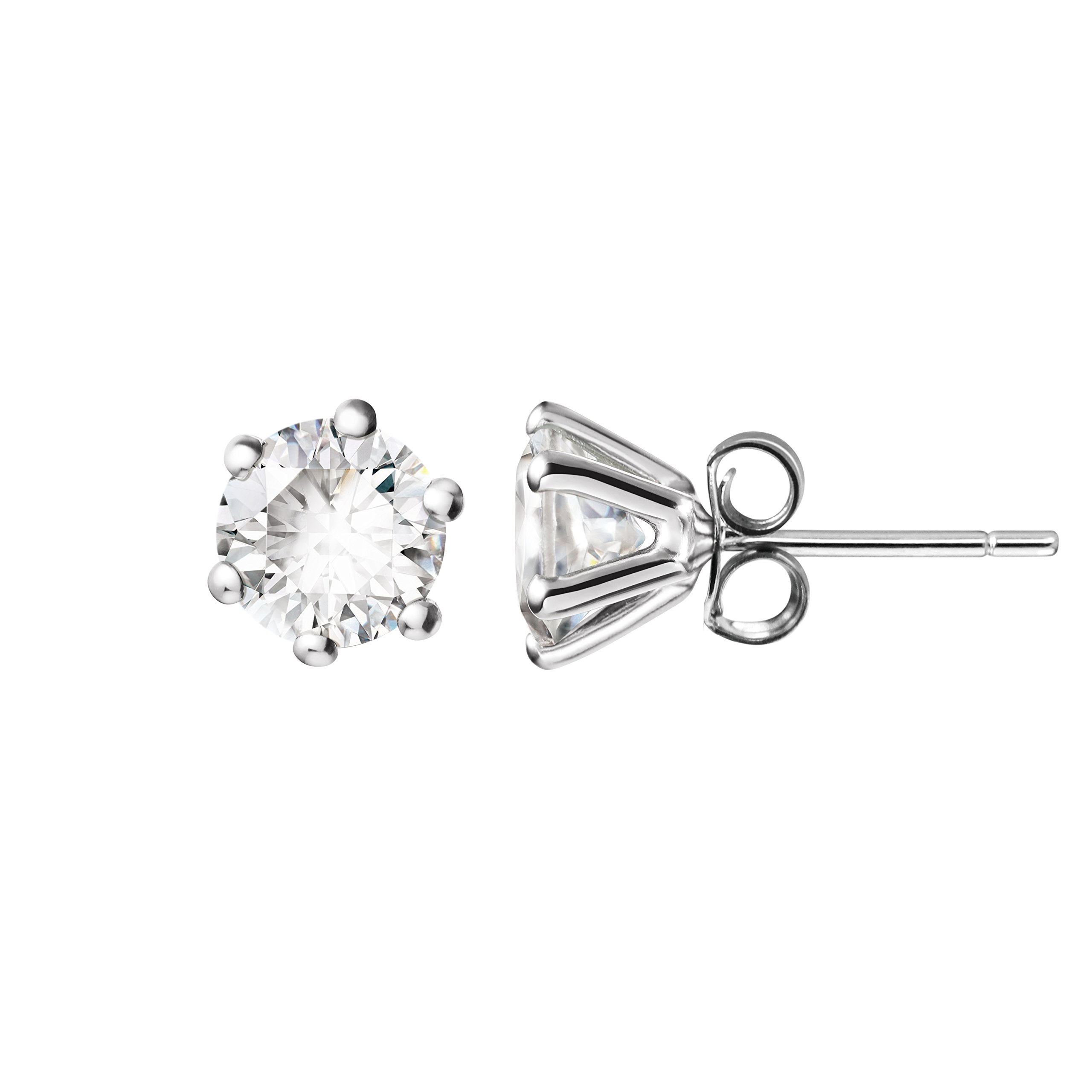 Franki Baker Sterling Silver Natural White Topaz Gemstones Stud Earrings. Grade AA. Size: 6mm